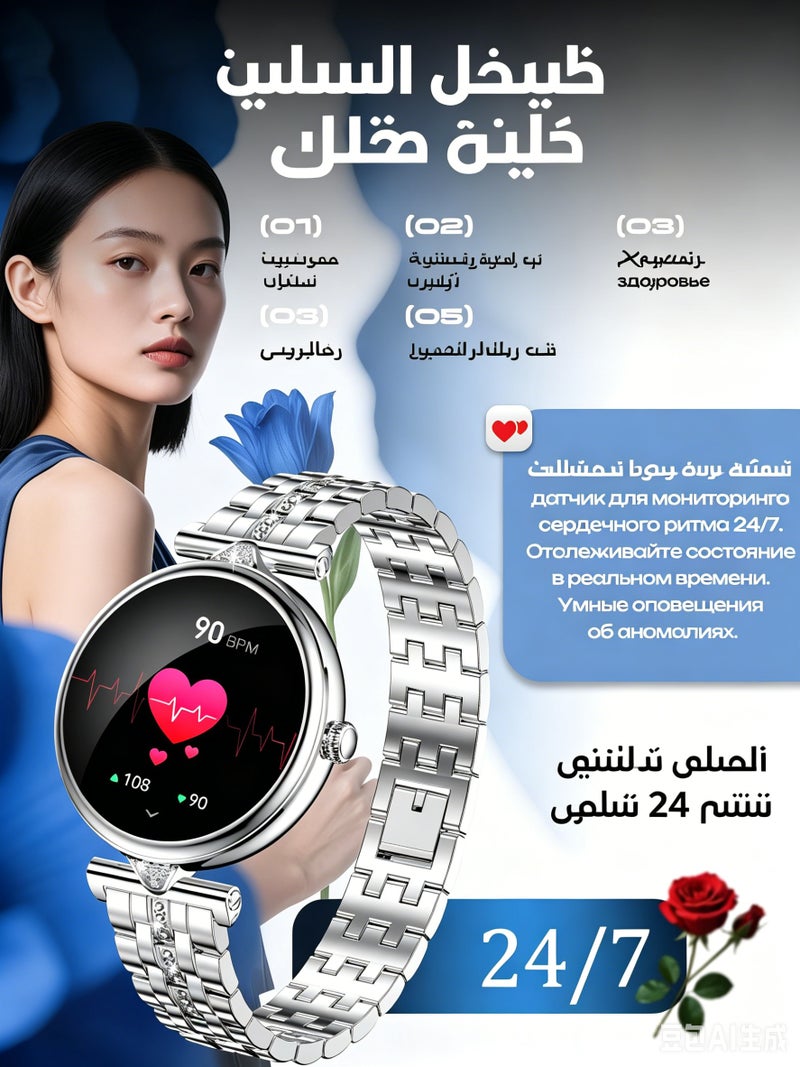 SACOSDING Smart Watch for Women,1.28" AMOLED Touch screen Fitness Tracker, Make/Answer Calls, Heart Rate SpO2 Monitor, IP68 Waterproof, Sleep & Activity Tracking Smartwatch for Android Phones iPhone - Image 4