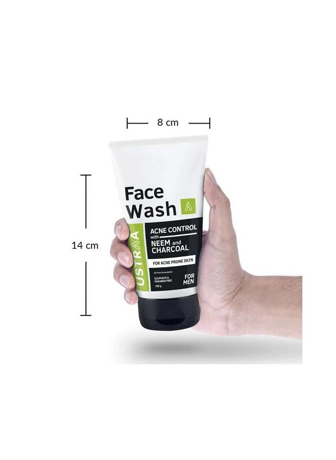 Ustraa - Face Wash Acne Control - With Neem & Charcoal - 100G - Oil Control, Prevents Acne, Especially For Oily Skin | Keeps Face Non-Sticky, Non-Oily | No Sls, No Paraben - Image 1