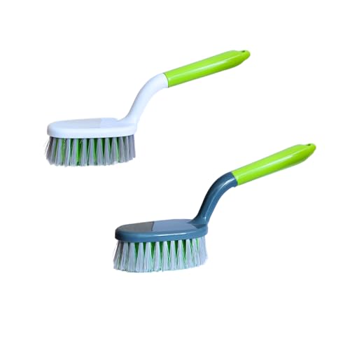KWEL Kitchen Cleaning Brush, Multipurpose Sink & Tile Brush, Medium Scrubber, Comfortable Grip, Pack of 2 (Green) - Image 1