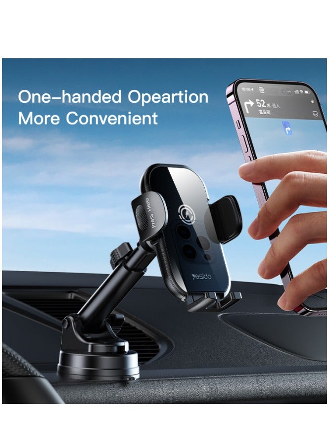 Yesido Phone Holder|15W Fast Charging Wireless Car Charger|360 Degree Rotating Air Vent C197 - Image 4