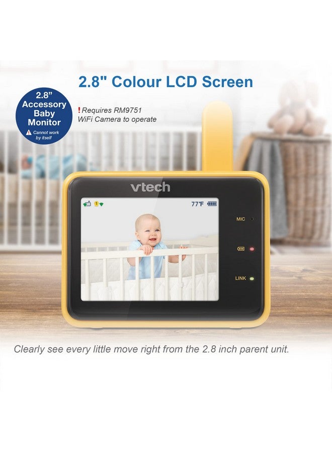 vtech مراقب الأطفال VTech RM2701 بحجم 2.8 بوصة (يتطلب كاميرا RM9751 WiFi للتشغيل) مراقبة عن بُعد، ضوء ليلي، أصوات مهدئة وأغاني مهدئة، جهاز اتصال ثنائي الاتجاه، مستشعر درجة الحرارة، رؤية ليلية - Image 2