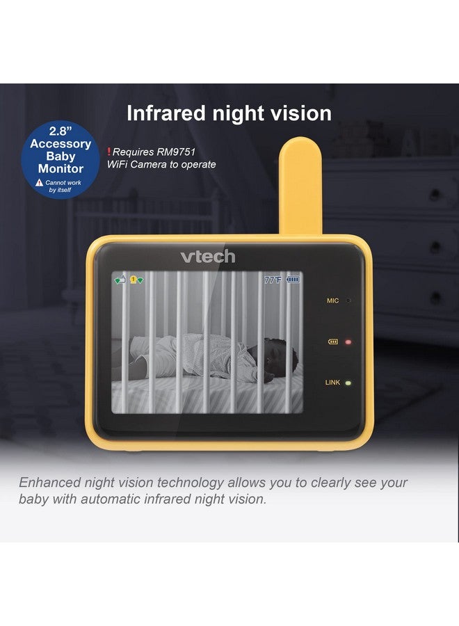 vtech مراقب الأطفال VTech RM2701 بحجم 2.8 بوصة (يتطلب كاميرا RM9751 WiFi للتشغيل) مراقبة عن بُعد، ضوء ليلي، أصوات مهدئة وأغاني مهدئة، جهاز اتصال ثنائي الاتجاه، مستشعر درجة الحرارة، رؤية ليلية - Image 3