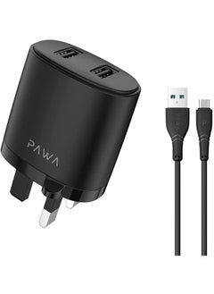Pawa Auto-ID Wall Charger 2.4A UK with Micro USB Cable / Portable & Elegant / Saturated and secure / Mostly compatible / Fast Charger - Black  - Image 1