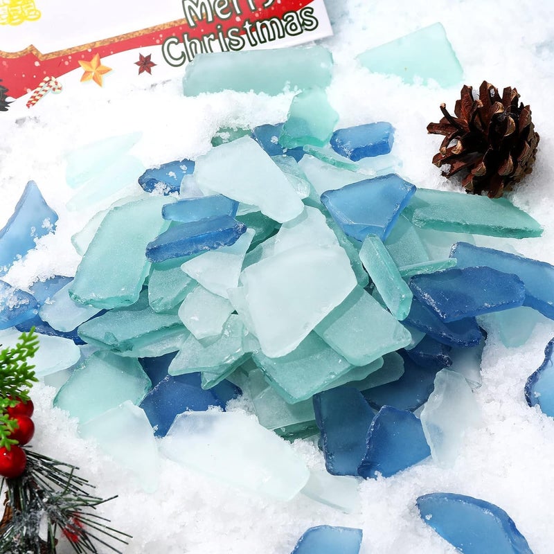 MEETOZ Sea Glass for Crafts, 17.6 oz Sea Glass Vase Fillers Deco, Flat Frosted Sea Glass Vase Filler Crushed Sea Glass for Beach Wedding Party Decor Home Aquarium Decor DIY Art Craft (Blue, White, Green) - Image 5
