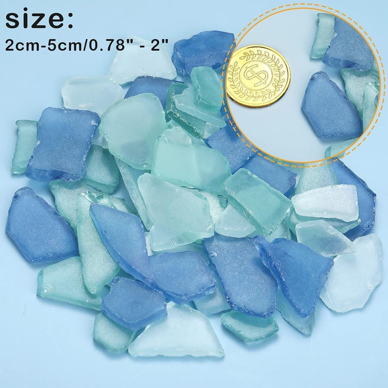 MEETOZ Sea Glass for Crafts, 17.6 oz Sea Glass Vase Fillers Deco, Flat Frosted Sea Glass Vase Filler Crushed Sea Glass for Beach Wedding Party Decor Home Aquarium Decor DIY Art Craft (Blue, White, Green) - Image 2