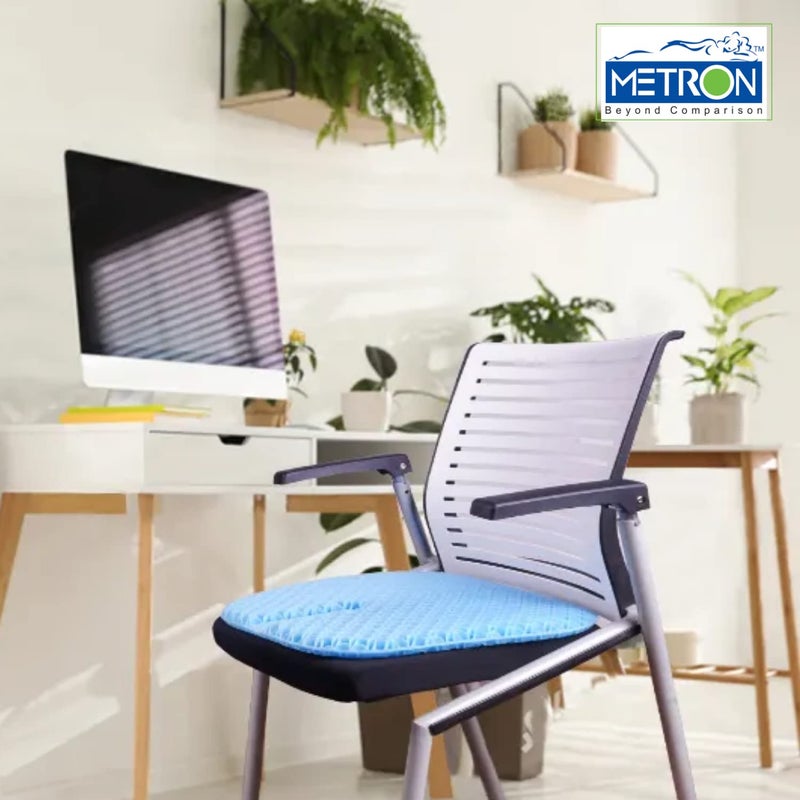 METRON Tailbone Pain Relief Gel Seat Cushion for Sitting Long Hours Breathable Supportive Double Honey Comb Design Absorbs Pressure Points with NonSlip Cover Suitable for All Type of Chairs - Image 3