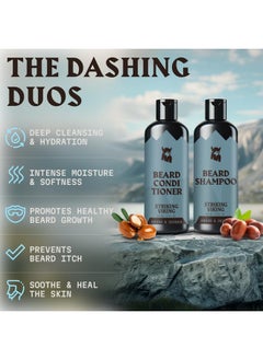 Striking Viking Beard Shampoo And Beard Conditioner For Men - Naturally Derived Ingredients Beard Wash Set - Cleanse Softens & Conditions With Argan & Jojoba Beard Oils - Sulfate & Paraben Free  - Image 2