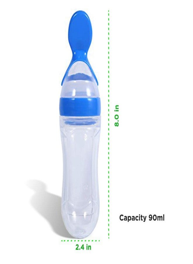 Krido Baby Food Spoon Feeder Bottle for Infants, Soft Spoon for Semi Solid Feeding, Portable & Lightweight Baby Feeder, Set of 3 (Blue) - Image 4