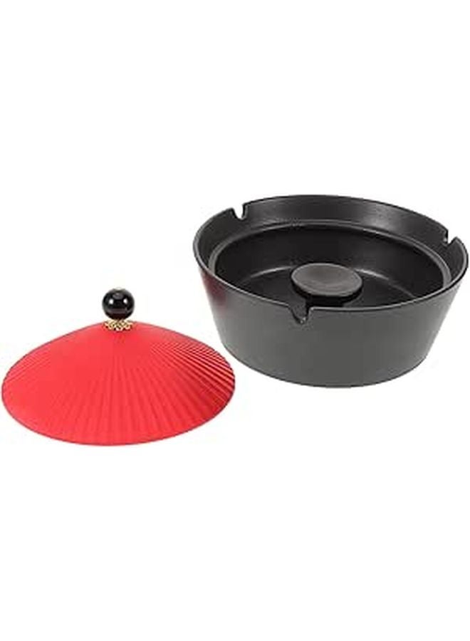 Matte Black Ceramic Ashtray with Lid Windproof Ash Holder for Home and Car - Image 1