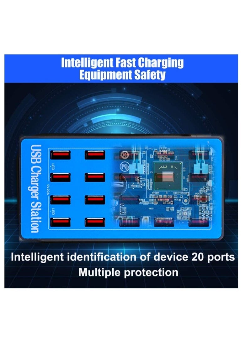 general USB Charger Station, 20-Port 100W/20A Multiple USB Charging Station, Multi Ports USB Charger Charging, Tablets and Other USB Devices, for Hotels, Shops, Schools, Shopping malls and Travel - Image 4