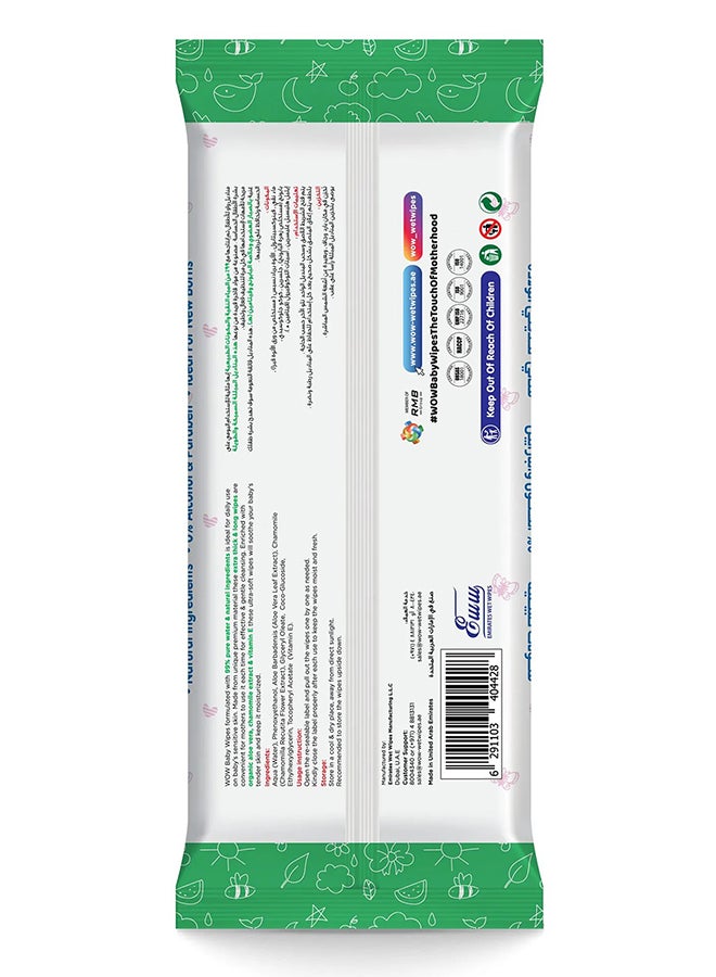 WOW Baby Wipes - Fragrance Free 99% Water Wipes | Extra Thick Long Wipes with Organic Aloe Vera, Chamomile Extract and Vitamin E, Gentle on sensitive skin| 26's Single Pack - Image 2