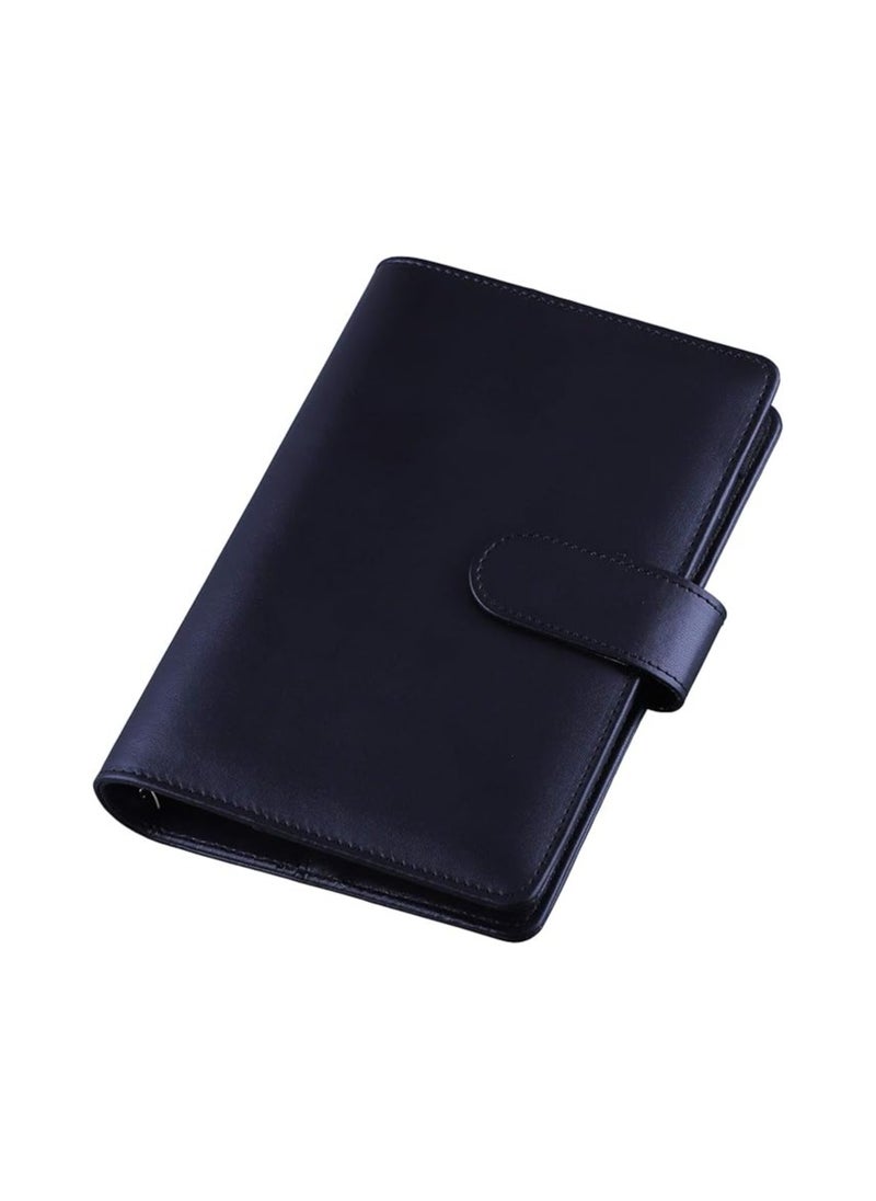 HALAMODO A6 PU Leather Budget Binder, Refillable 6 Ring Notebook Binder, for A6 Filler Paper, Loose Leaf Personal Planner Binder, with Cover Snap, Black  - Image 3