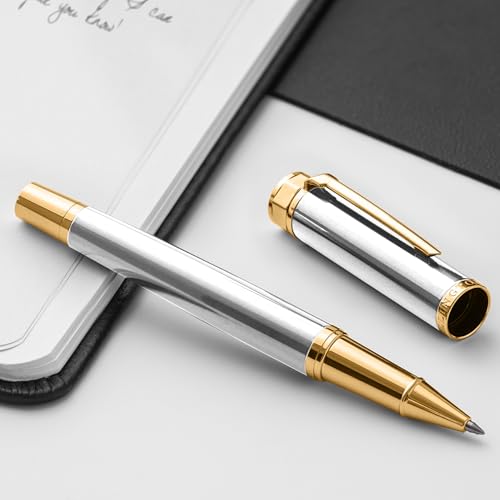 Ellington Pens Luxury Rollerball Pen Set Smooth Writing Elegant Design QuickDrying Refillable Liquid Ink 2 Refills Black Blue Ideal for Professionals Students - Image 3