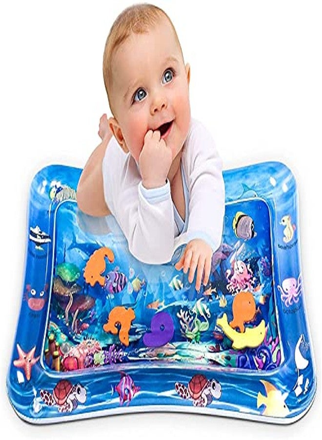Leaffybezz Baby Kids Water Play Mat Toys Inflatable Tummy Time Leakproof Water Play Mat, Fun Activity Play Center Indoor and Outdoor Water Play Mat for Baby Random Design,Pack of 1,Blue - Image 1