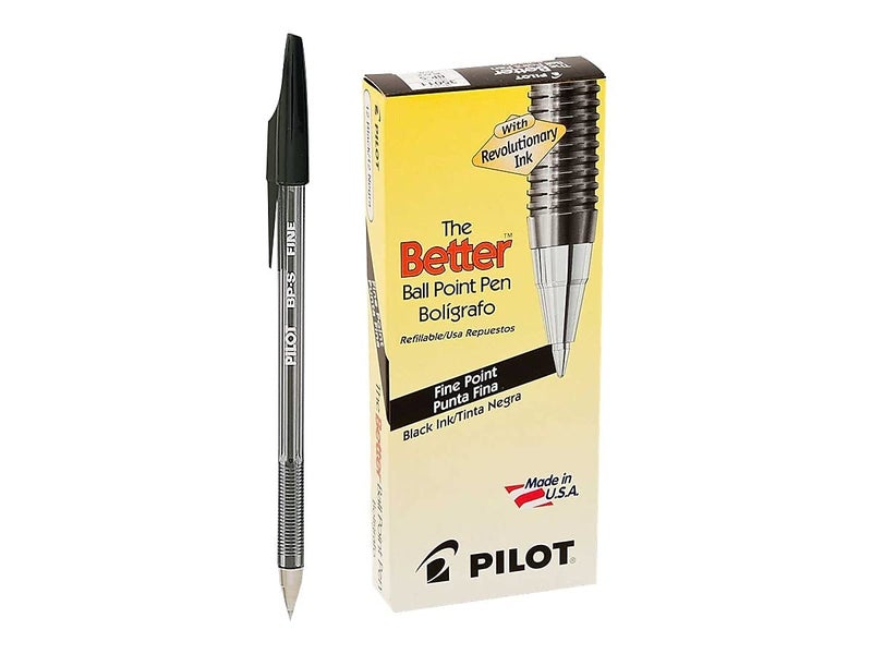 PILOT The Better Ball Point Pen Refillable Ball Point Stick Pens, Fine Point, Black Ink, 12-Pack (35011) - Image 2