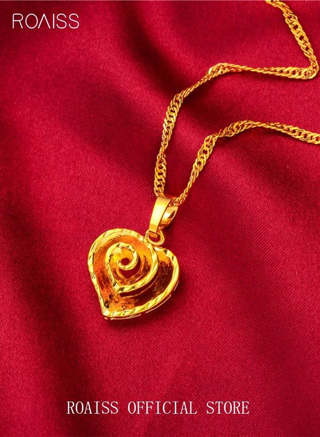 roaiss Heart Petal Charm Pendant Necklace Alloy Gold Plated Fashion Jewellery for Women Mother Girlfriend Gold  - Image 4
