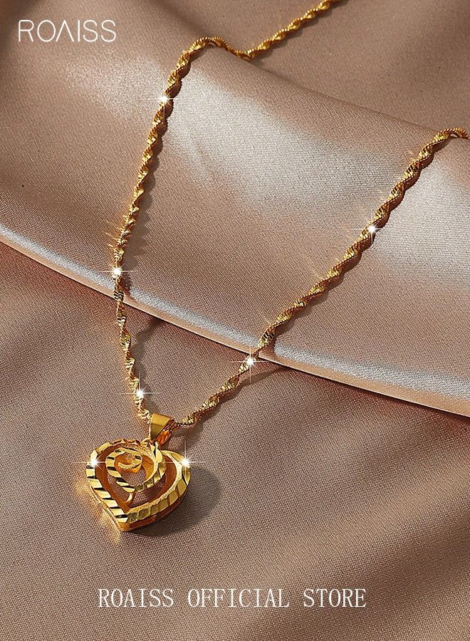 roaiss Heart Petal Charm Pendant Necklace Alloy Gold Plated Fashion Jewellery for Women Mother Girlfriend Gold  - Image 2