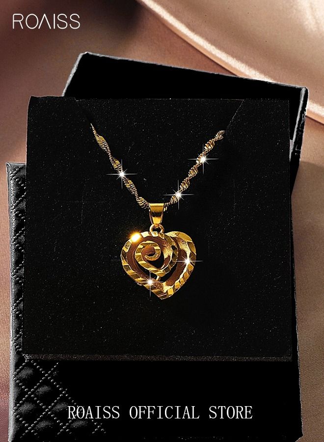 roaiss Heart Petal Charm Pendant Necklace Alloy Gold Plated Fashion Jewellery for Women Mother Girlfriend Gold  - Image 1