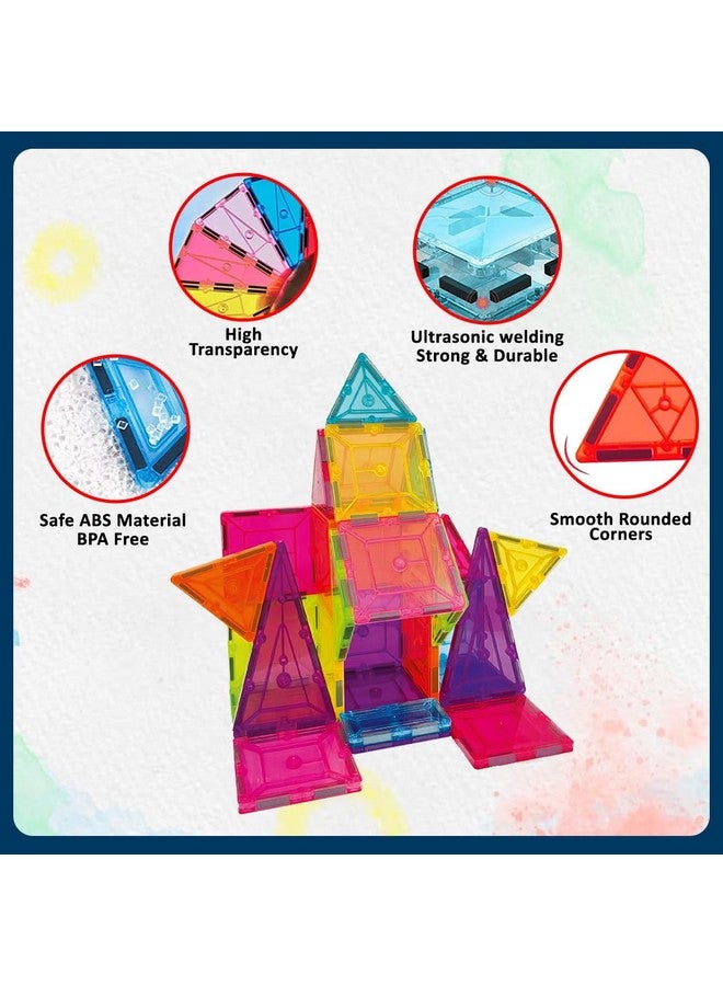Wembley Wembley Magnetic Tiles for Kids | Magnetic Building Blocks for Kids 3 4 5 6 7 8 Years | Constructing and Creative Learning Educational Brain Toys | STEM Learning Kit Magnetic Toys for Kids - 28 Pcs  - Image 3