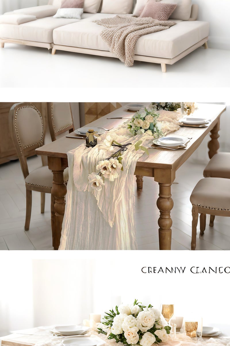 سوبر زي يوث مفرش طاولة من القماش القطني 90×400 سم (35.4×157.5 بوصة)، مفرش طاولة، مفرش طاولة شفاف، لديكورات الزفاف، قطع مركزية للطاولة عتيقة لحفلات استقبال الزفاف وحفلات الزفاف وأعياد الميلاد - Image 5
