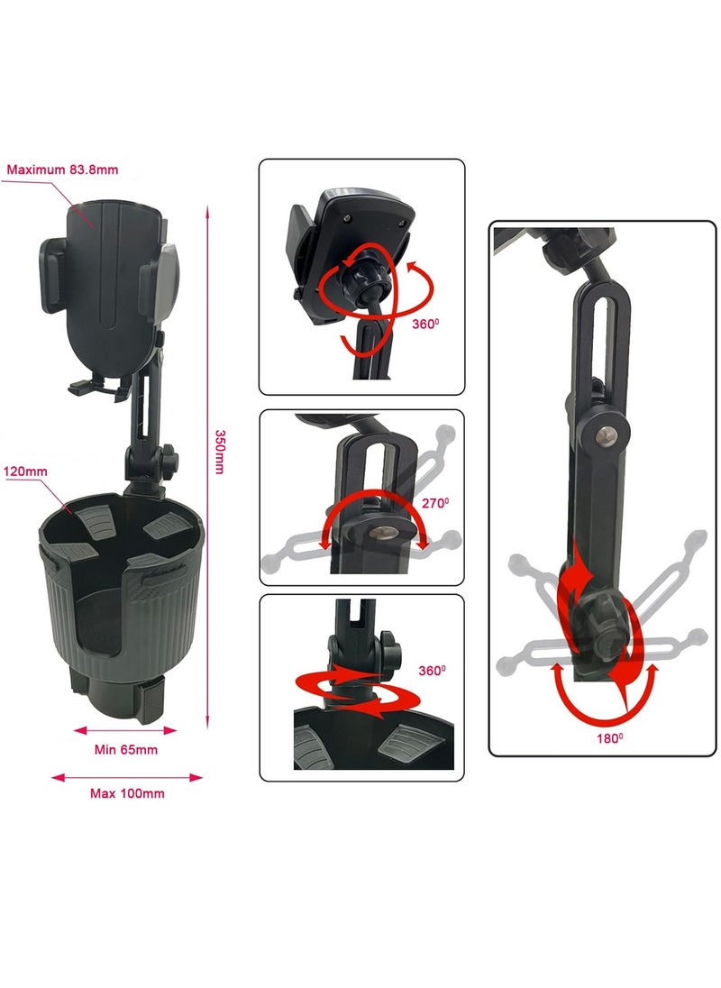 MOB - MOB Universal Phone Cup Holder for Car with Adjustable Base, Multi-Function 360° Rotating Drink Cup Holder M-2394 - Image 1