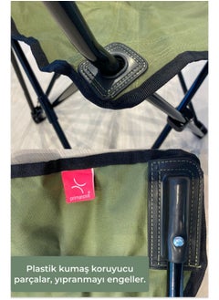 Primanova Camping floding chair with armrests & cup holder made of metal pipes & fabric carrying capacity up to 120 kg 45 * 45 * 87 cm. Green  - Image 3