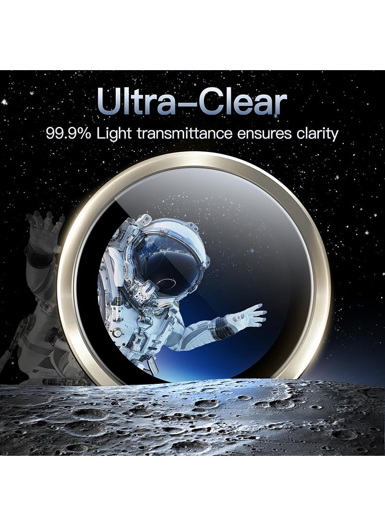 Theodor iPhone 15 Pro Max /15 Pro 3 Pcs Camera Lens Protector With 9H Tempered HD Glass Camera Cover Anti Scratch Aluminum Alloy Camera Ring, Natural Titanium  - Image 5