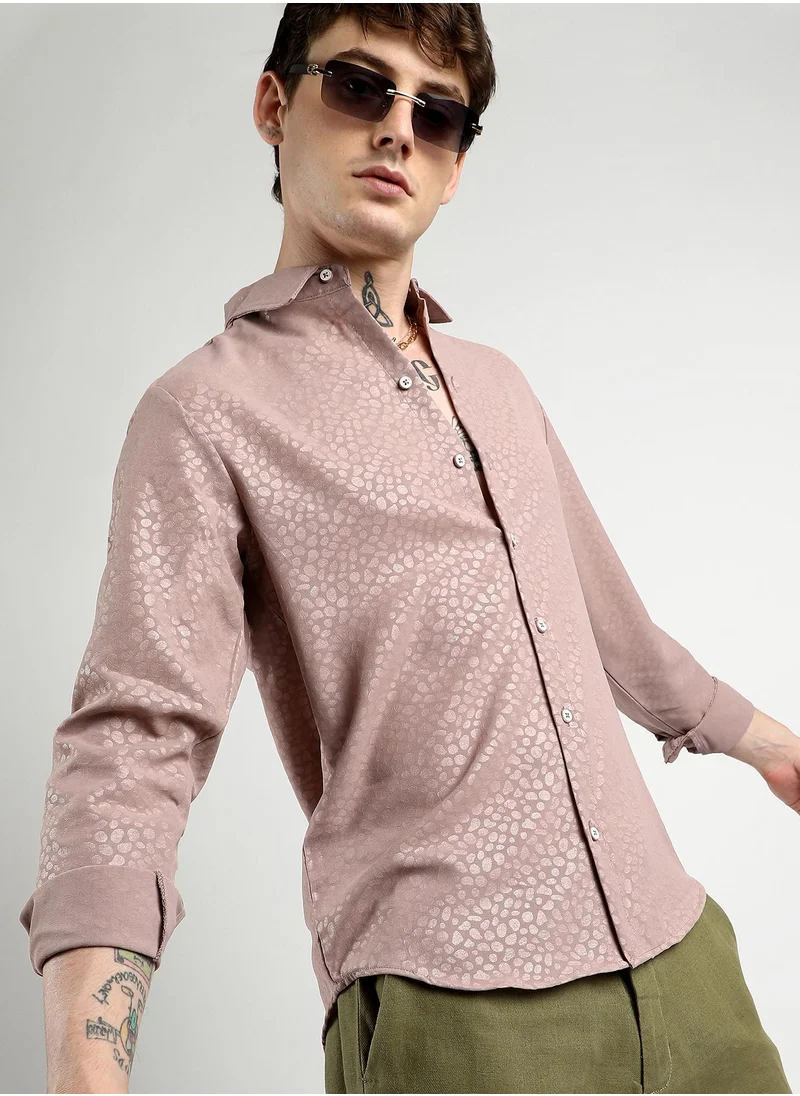 Campus Sutra Men's Nude Pink Pavement Shirt