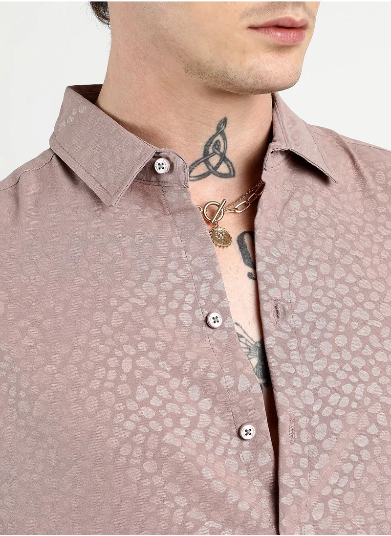 Campus Sutra Men's Nude Pink Pavement Shirt