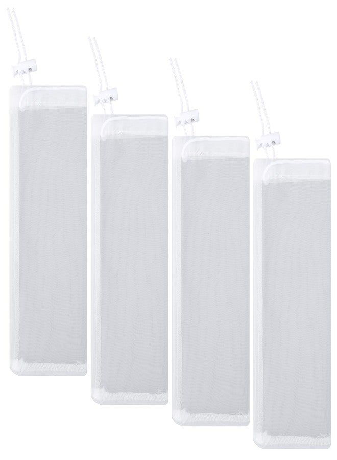 Qulkws 4 Pcs Aquarium Filter Media Bags with Drawstring, 150 μm Extra Fine Drawstring Filter Bags Nylon Media Bags for Fish Tank Aquarium, 8" x 3" (White) - Image 1
