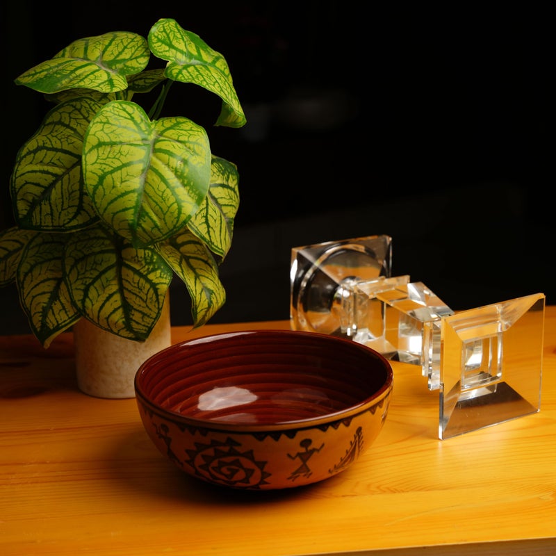 Caffeine Ceramic Handmade Mustard Romani Serving Bowl (Set of 3) - Image 2