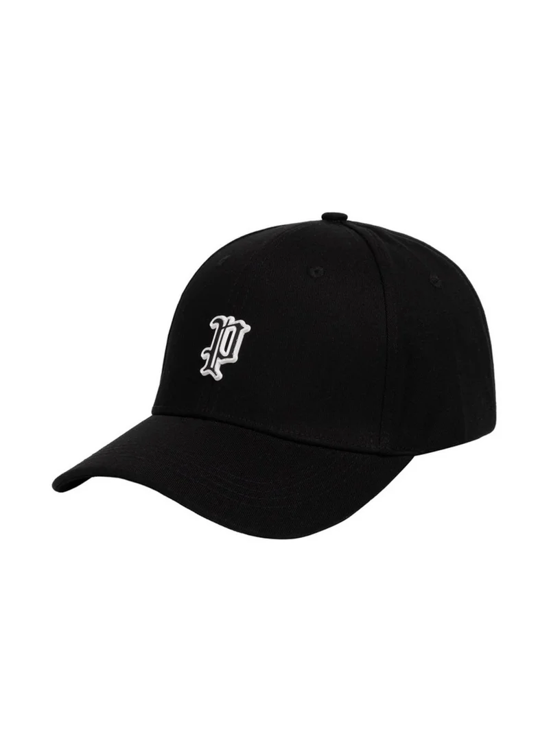 Police Gothic Monogram Cotton Baseball Cap - Black with White Logo