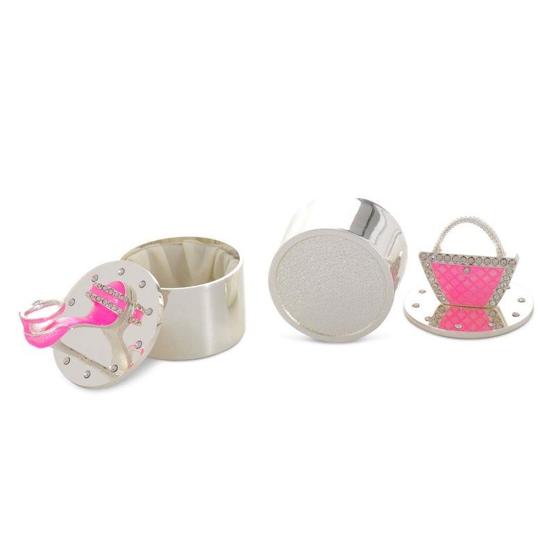 LASODY Handbag+High Heel Shoe Trinket Box Jewelry Box Organizer Box Jewelry Chest,Trinket Boxs For Women Mother's Day Gifts(2PCS One Set,Pink Color) - Image 3