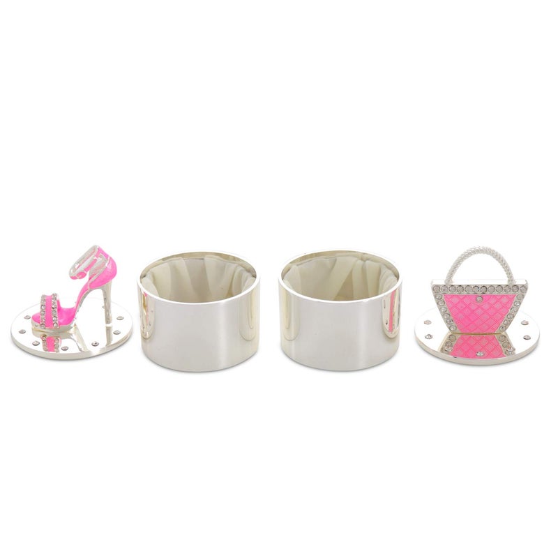 LASODY Handbag+High Heel Shoe Trinket Box Jewelry Box Organizer Box Jewelry Chest,Trinket Boxs For Women Mother's Day Gifts(2PCS One Set,Pink Color) - Image 2