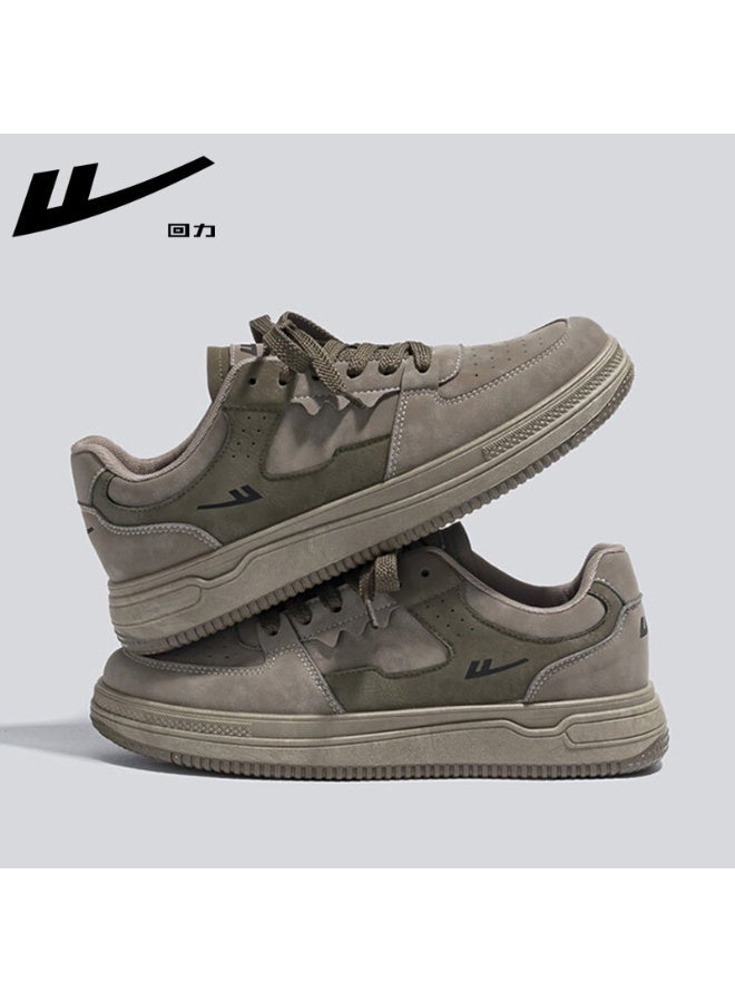Warrior Retro Casual Sneakers - Khaki Color Block, Vintage Style, Unisex Fashion Sneakers