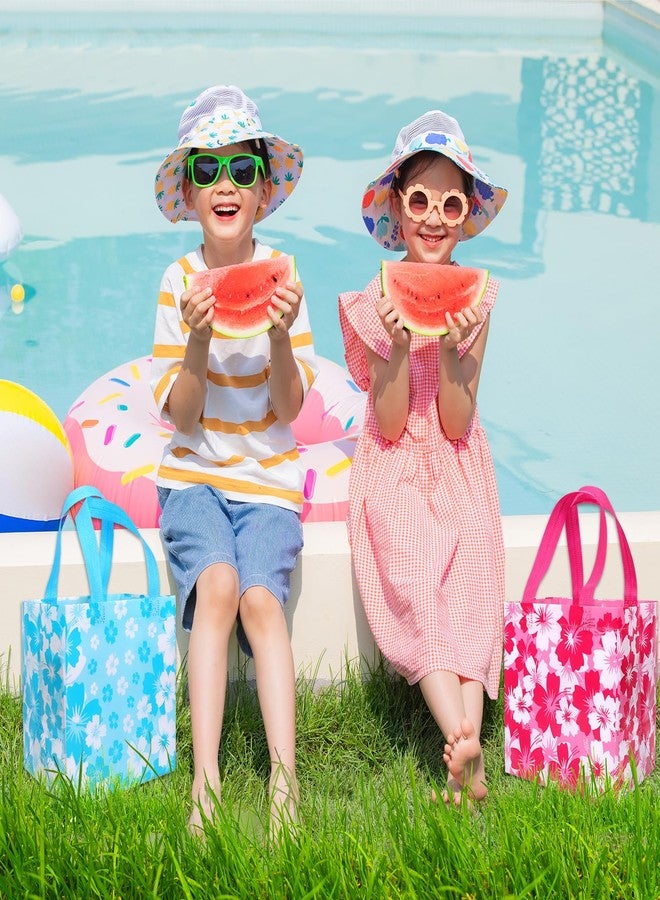 HOWAF Hawaiian Hibiscus Party Non Woven Gift Bags,Summer Tropical Themed Hibiscus Reusable Treat Bags,Luau Party Favor Bags with Handle for Tiki Luau Party Decoration,12pcs - Image 4
