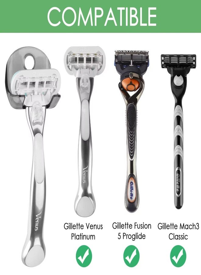 Linkidea 2 Pack Razor Holder Self Adhesive, Shower Wall Mount Hook Bathroom Organizer, No Drilling Storage for Gillette Venus, Fusion 5 Proshield, Mach3 (Grey) - Image 2