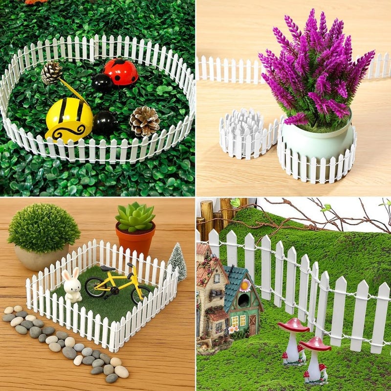 Goodern Miniature Wooden Fence,2 Pack 90*5CM Small Picket Fence Decorative Garden Fence Miniature Wood Picket Fence Mini Ornament for DIY Fairy Garden Micro Landscape Dollhouse Flower Pot Decor-White - Image 3