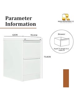 RIGID خزانة ملفات من الفولاذ المنحنية ذات درجين باللون الأبيض 73x46.5x62 سم  - Image 2