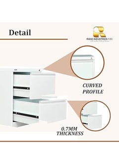 RIGID خزانة ملفات من الفولاذ المنحنية ذات درجين باللون الأبيض 73x46.5x62 سم  - Image 3