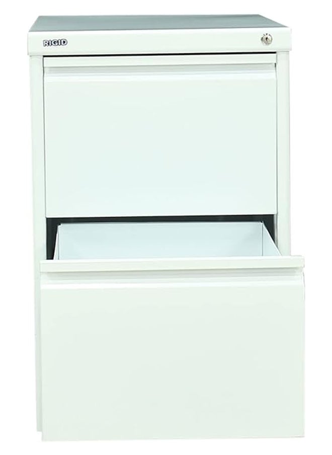 RIGID Steel Curved 2 Drawers Filing Cabinet White 73x46.5x62cm  - Image 5