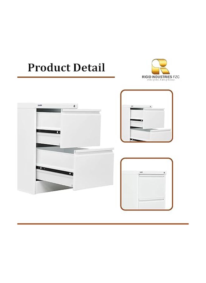 RIGID Steel Curved 2 Drawers Filing Cabinet White 73x46.5x62cm  - Image 4