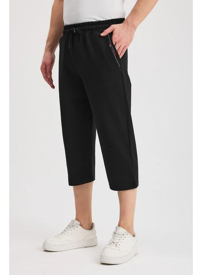 Mmetalic  Men's Black-Anthracite Bermuda Capri Shorts with Side Pockets, Knee-Length, Adjustable Elastic Waist, 2-Pack for Men | Best Price UAE