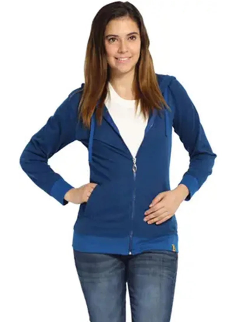 كامبوس سوترا هودي نسائي أزرق نيلي بسحاب أمامي