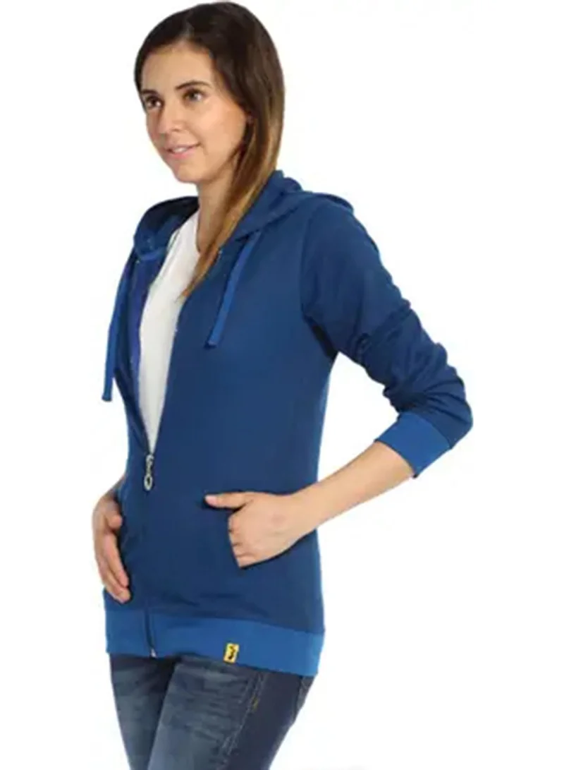 كامبوس سوترا هودي نسائي أزرق نيلي بسحاب أمامي