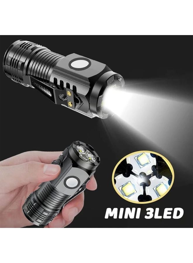 Black Super Mini 3 Eyed Monster Type C Rechargeable 5 Modes Handheld LED Flashlight - Image 3