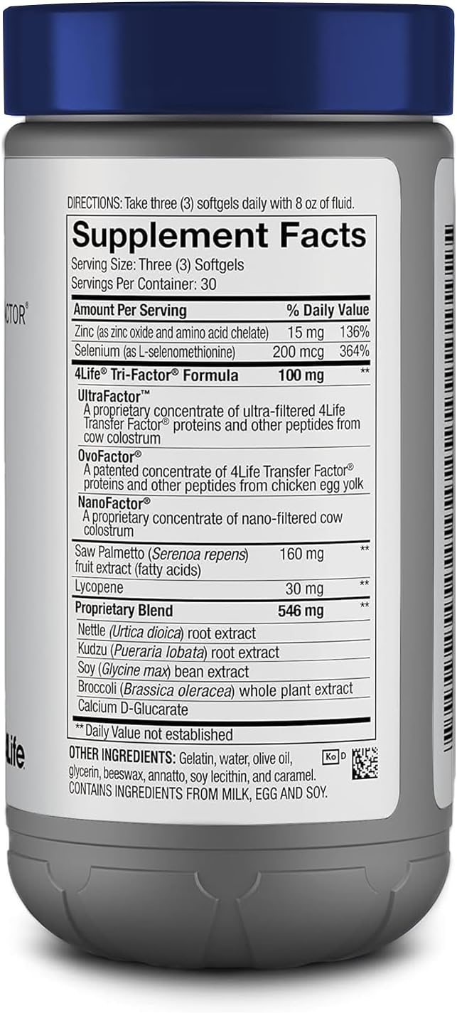 4Life Transfer Factor MalePro  Supports Healthy Prostate and Urinary Tract Health with Saw Palmetto Lycopene Selenium and Kudzu  90 Softgels - Image 2