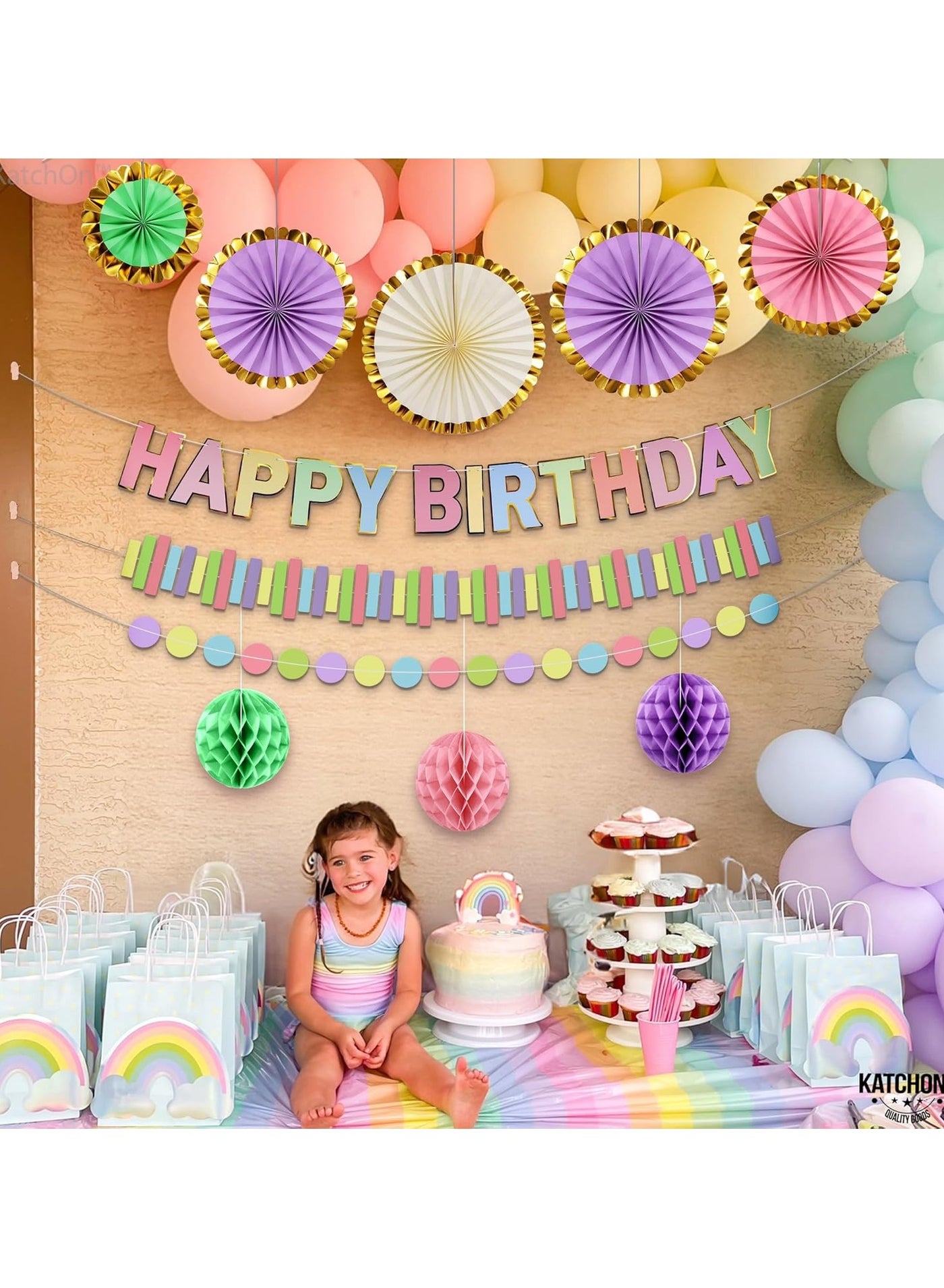 Pastell Geburtstagsdeko Set Mit Macaron Banner & Wabendekoration – Komplettset Für Die Perfekte Party