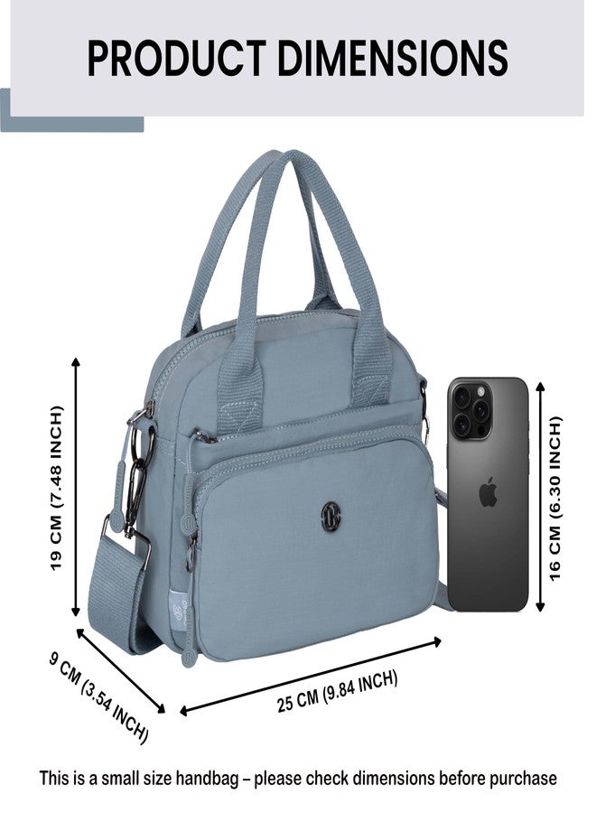 TS WITH TECHSUN Women Crossbody Sling Bag Handbag for Travel Office Shopping Casual Use, Waterproof Nylon Shoulder Purse with Adjustable Strap Multipocket Compact Organizer (Pastel Blue) - Image 2