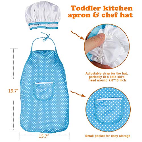 D-FantiX Play Kitchen Accessories, Kids Play Pots and Pans Playset with Mini Stainless Steel Pretend Play Cooking Toys, Cookware Utensils, Apron and Chef Hat, Cutting Food for Toddler Boys Girls - Image 4